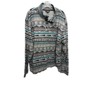 Ariat Fleece Lined Mens Size XL 1/4 Button Aztec Long Sleeve Pullover